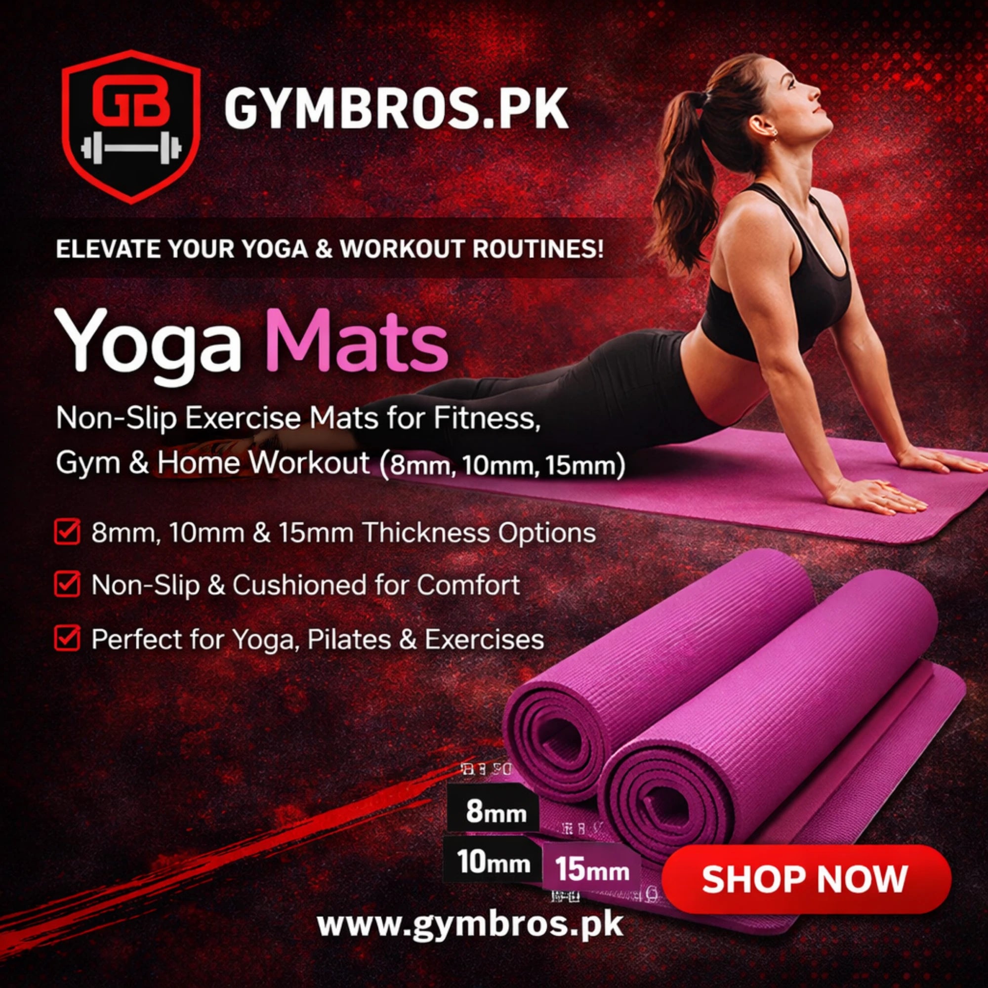 Yoga Mats (Super Quality China) Non-Slip Exercise Mat for Fitness, Gym