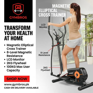 Magnetic Elliptical Cross Trainer | Elliptical Exercise Machine with 8-Level Magnetic Resistance, LCD Monitor, 2KG Flywheel & 100KG User Capacity