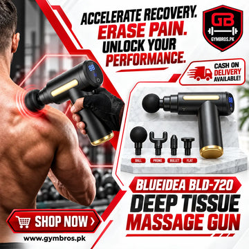 Blueidea BLD-720 Deep Tissue Massage Gun | 6 Speed Levels, 4 Massage Heads, USB Rechargeable Handheld Fascial Gun for Muscle Recovery & Pain Relief
