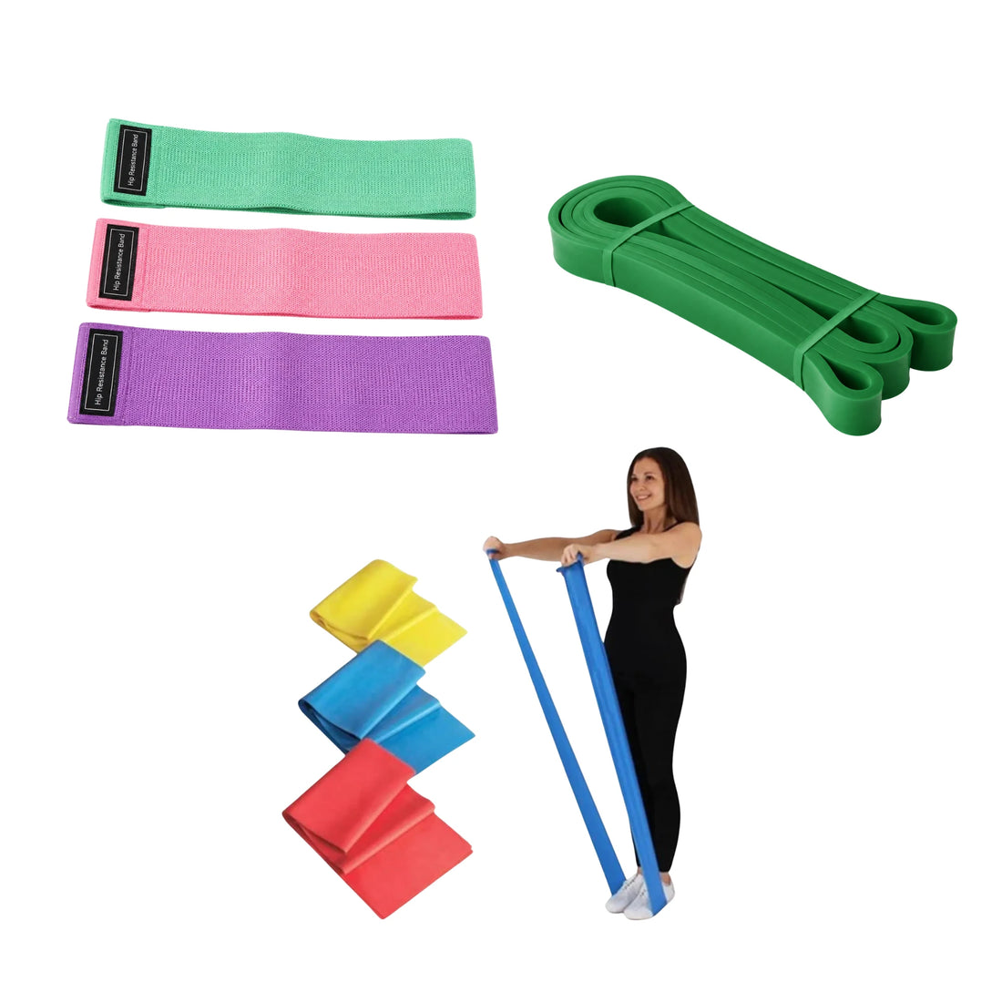 Women’s Glute & Leg Sculpt Band Bundle – Fabric Hip Bands, 29MM Loop Resistance Band & Thera Bands Pack of 3 for Glutes, Legs, Strength Training & Home Workouts