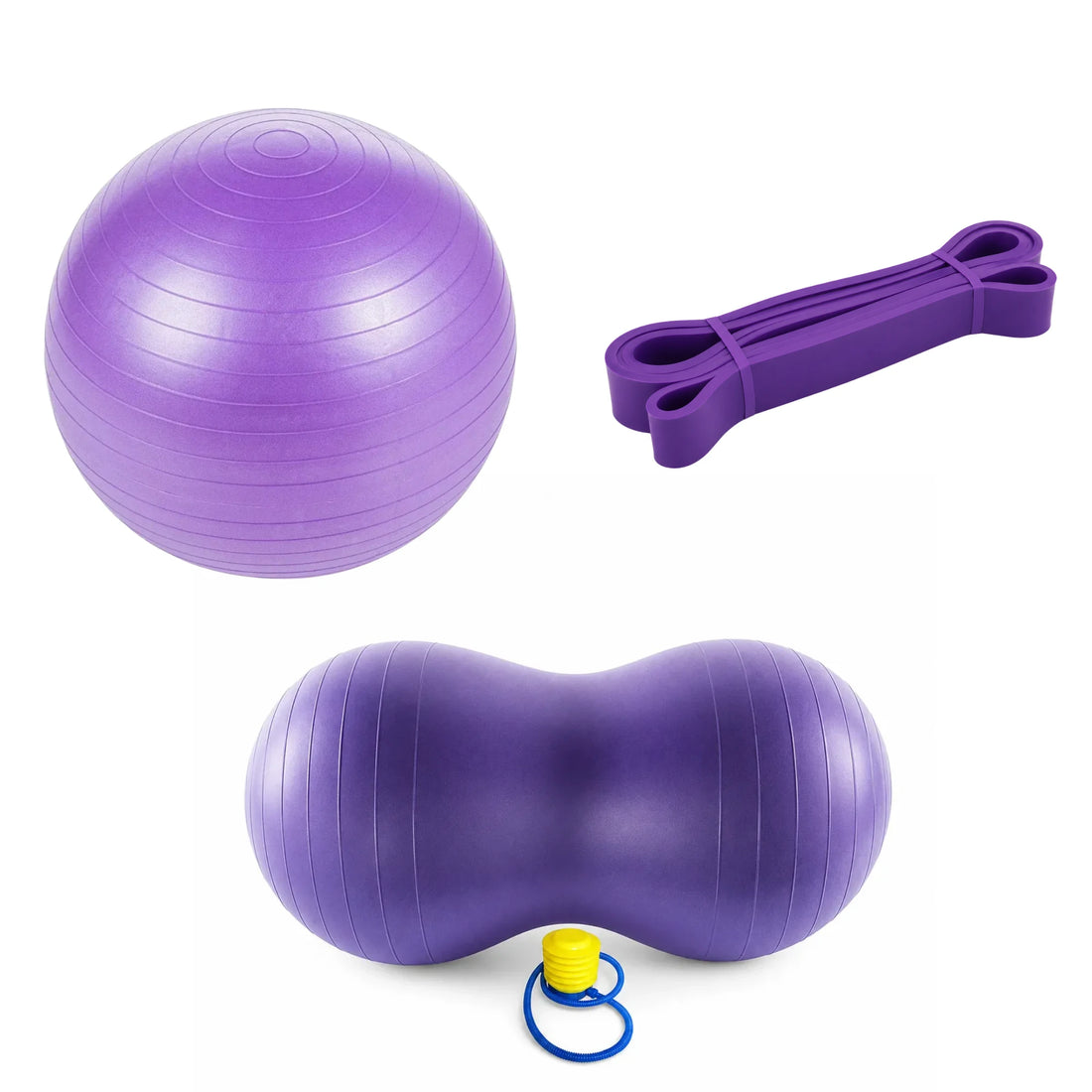 Core Balance & Stability Training Bundle – 100CM Anti-Burst Gym Ball, 32MM Loop Resistance Band & 45CM Peanut Ball for Core Strength, Balance, Mobility & Home Workouts