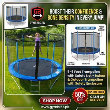 6 Feet Round Mini Trampoline with Safety Net & Enclosure | Heavy-Duty Kids Fitness Rebounder, Indoor & Outdoor Foldable Trampoline with Strong Steel Frame & High-Elastic Jump Mat