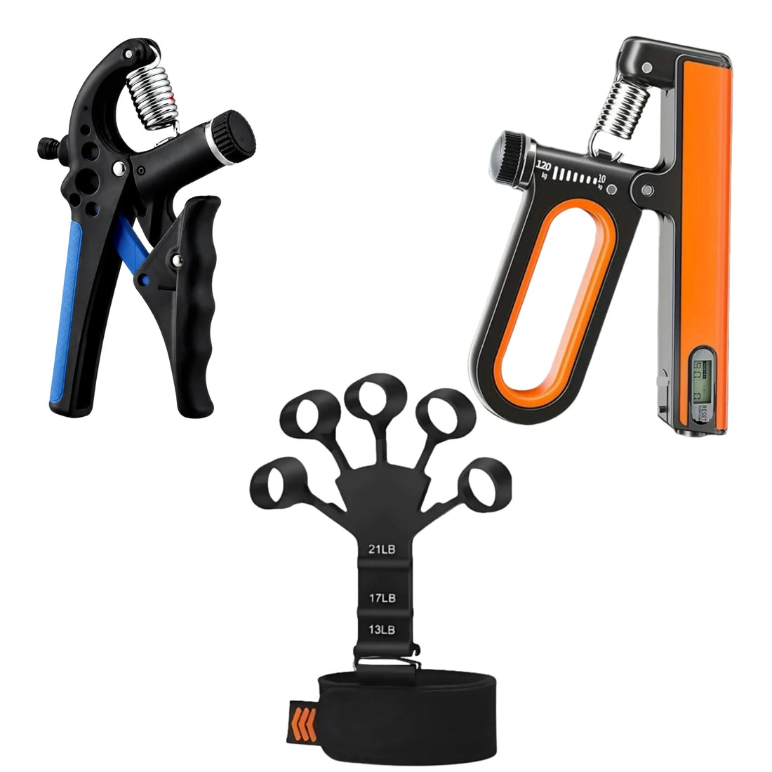 Sports Performance Bundle – GP-707 10–40KG Dual Hand Grip Strengthener, 10–120KG Heavy Gripper with Counter & Finger Exerciser for Grip Training