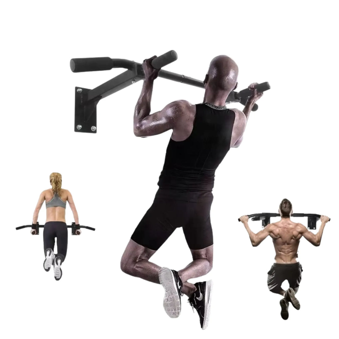 Wall Mounted Pull Up Bar & Dip Station – Indoor Chin Up Bar with Non-Slip Handles
