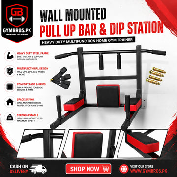 Wall Mounted Pull Up Bar & Dip Station | Heavy Duty Multifunction Home Gym Trainer