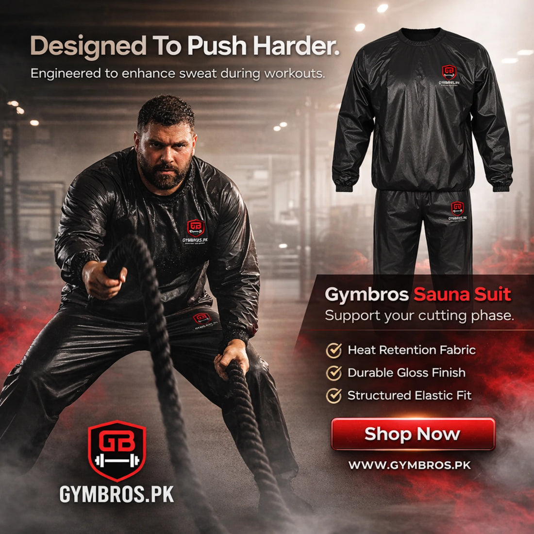 Gymbros Sauna Suit (Sweat Suit) Premium Material for Cardio – Imported High Quality Weight Loss Gear - For Men & Women Fat Loss