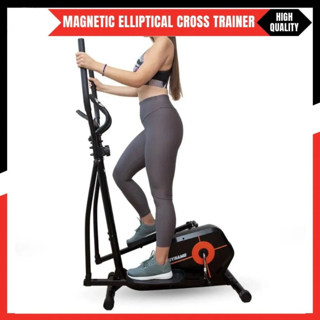 Magnetic Elliptical Cross Trainer – 8-Level Resistance with LCD Monitor for Full-Body Home Workouts