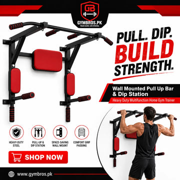 Wall Mounted Pull Up Bar & Dip Station | Heavy Duty Multifunction Home Gym Trainer