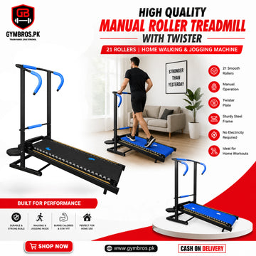 High Quality Manual Roller Treadmill with Twister | 21 Rollers | Foldable Home Walking & Jogging Machine