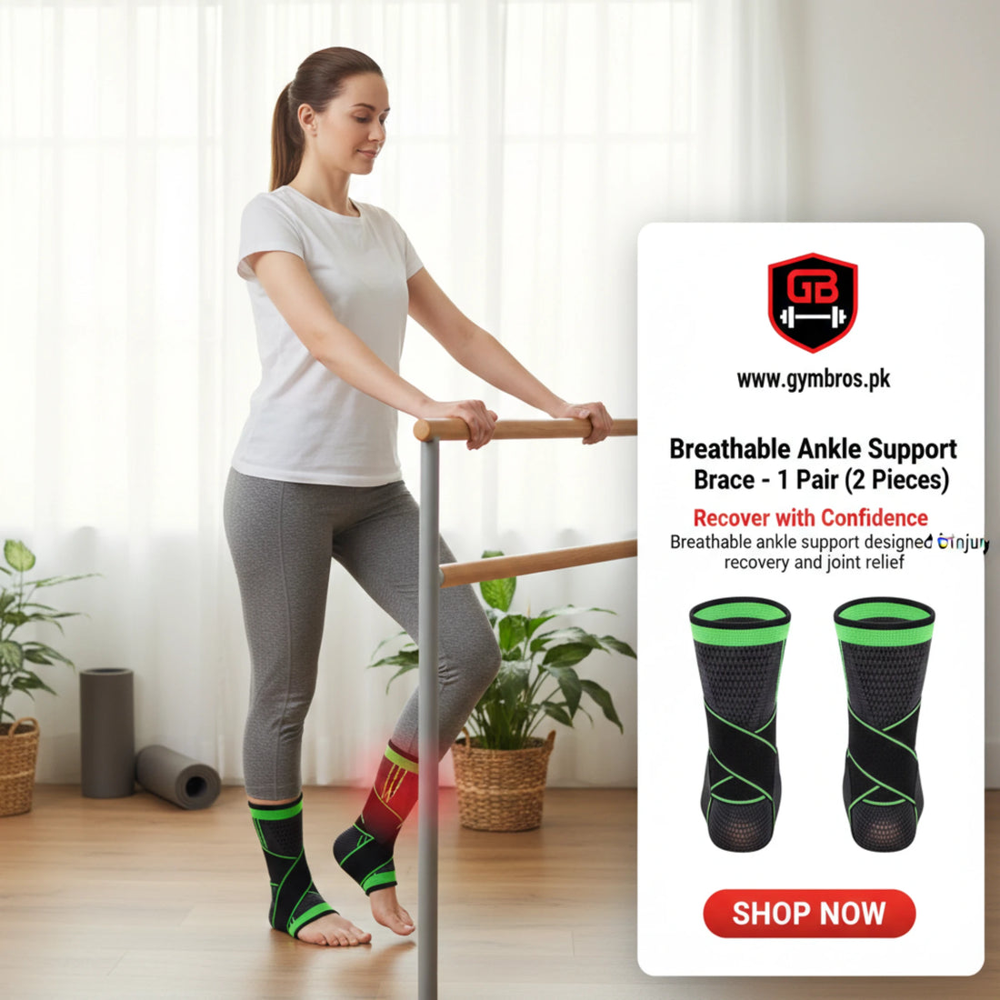 Ankle Brace Support for Gym & Sports | Adjustable Compression Ankle Stabilizer