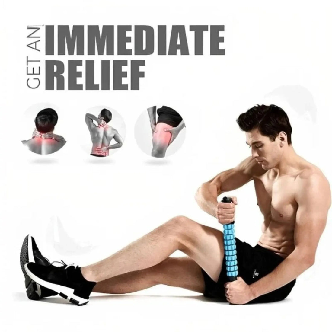 Massage Stick Muscle Roller for Athletes – Portable Deep Tissue Massager for Legs, Back & Arms with Anti-Slip Grip