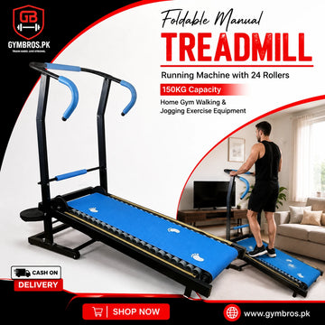 Foldable Manual Treadmill Running Machine with 24 Rollers | 150KG Capacity | Home Gym Walking & Jogging Exercise Equipment