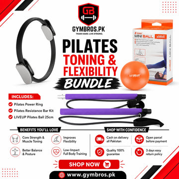 Pilates Toning & Flexibility Bundle – Pilates Power Ring, Pilates Resistance Bar Kit & LIVEUP Pilates Ball 25cm