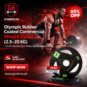 20KG Olympic Rubber Coated Barbell Plate Pair (2 x 20KG) – Tri-Grip Design, 2 Inch Hole