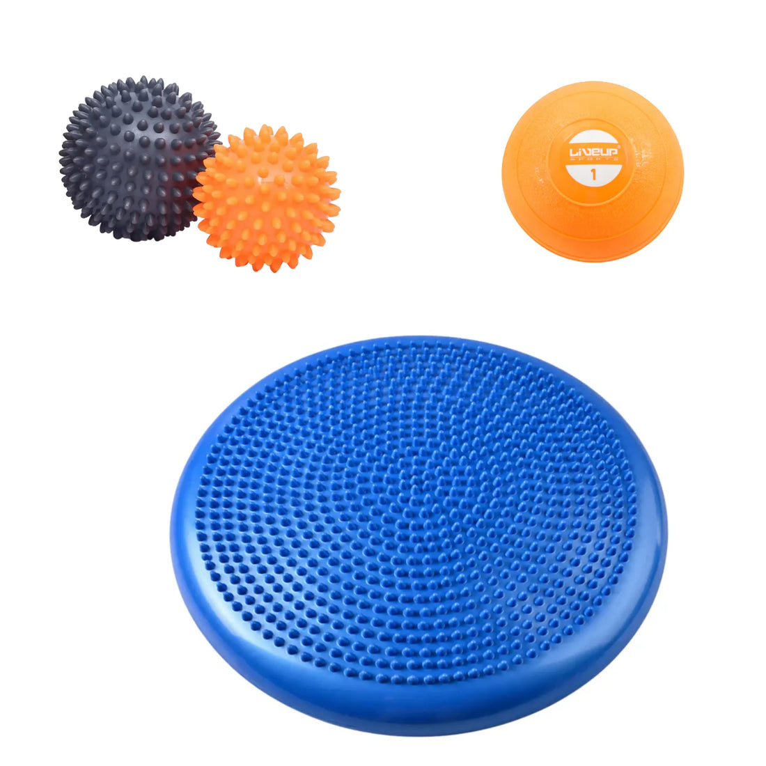 Sensory Balance Ball Bundle – Balance Disc, LiveUp 1KG Weighted Ball & Spiky Massage Ball Set