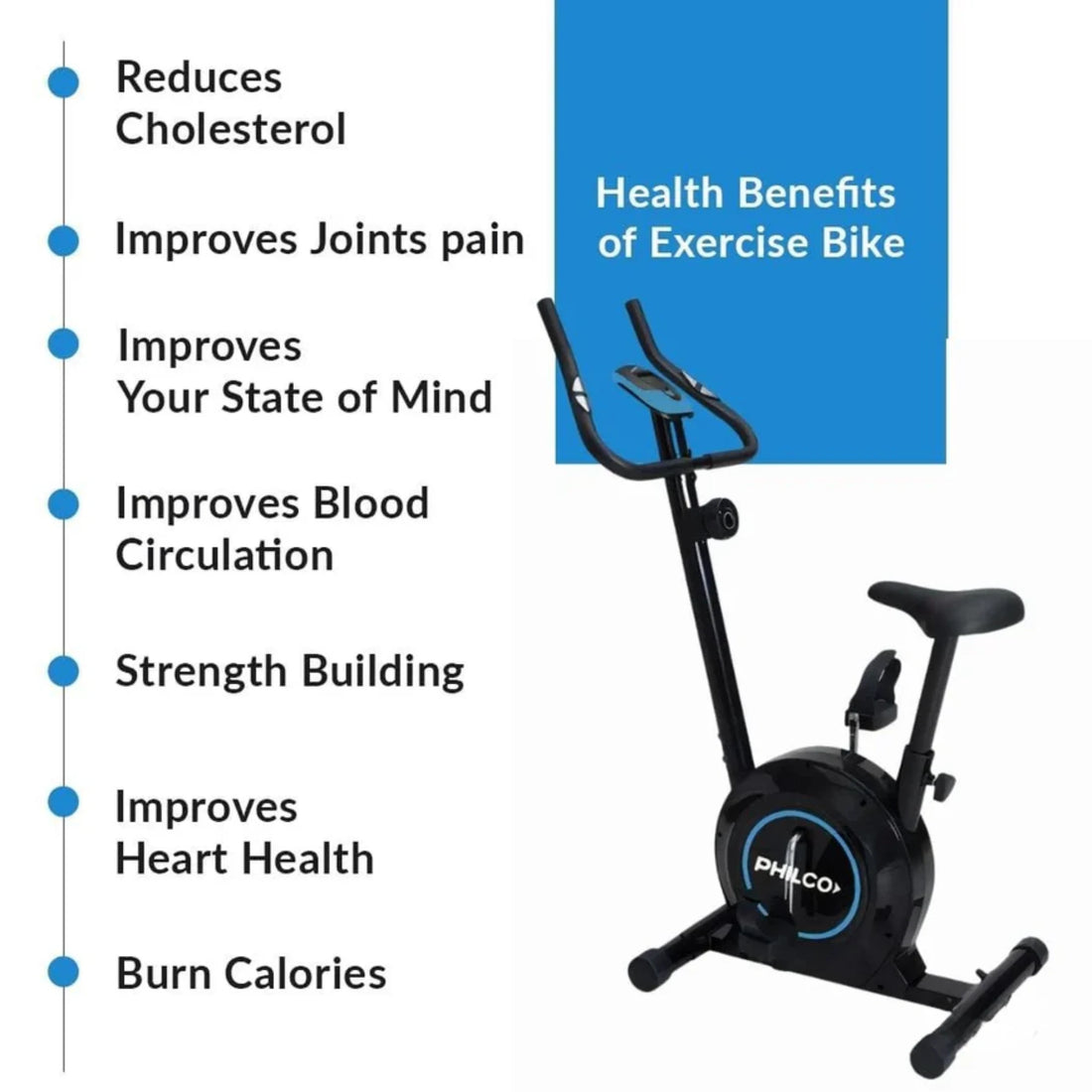 Philco Magnetic Training Exercise Bike – 8-Level Resistance Indoor Cardio Bike