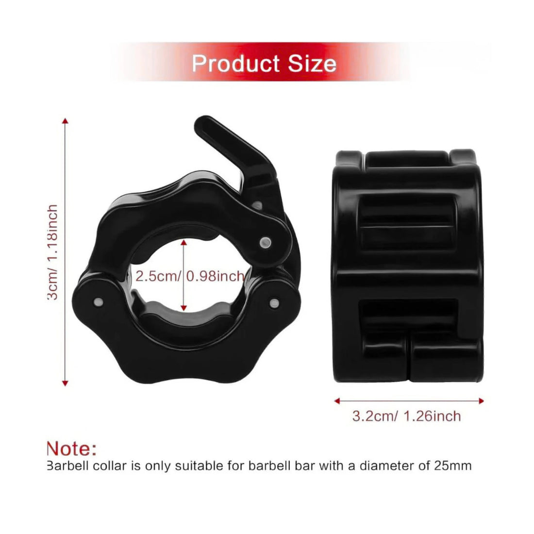 2 PCS Barbell Clamps Collars – 1 Inch Olympic Barbell Locks for Secure Weight Plates