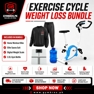 Exercise Cycle Weight Loss Bundle – Home Workout Bike, Elite Sauna Suit, Digital Weight Scale & 2.2L Gym Bottle