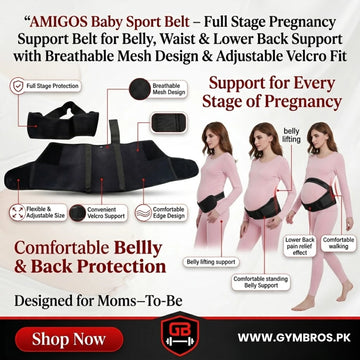 AMIGOS Baby Support Belt – Pregnancy Maternity Support Belt for Pregnant Women | Adjustable Belly & Back Support Belt with Breathable Mesh & Velcro Straps