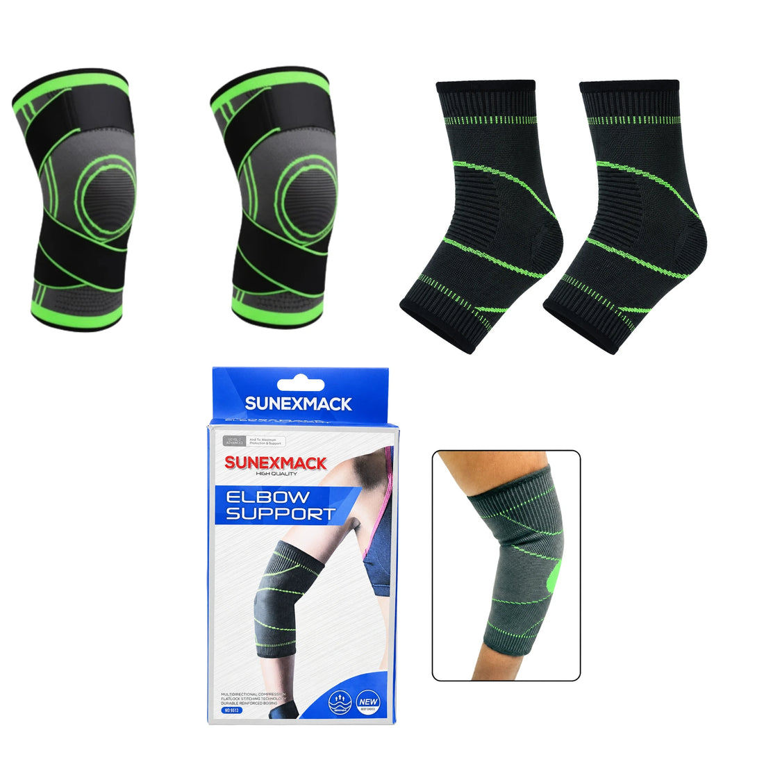 Joint Support Protection Bundle – Knee Braces, Ankle Supports & Elbow Supports (Pack of 2)
