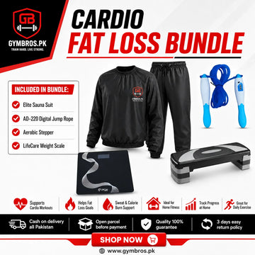 Cardio Fat Loss Bundle – Elite Sauna Suit, AD-220 Digital Jump Rope, Aerobic Stepper & LifeCare Weight Scale