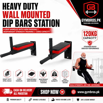 Heavy Duty Wall Mounted Dip Bars Station – 4 Grip Handles with Arm Padding | Bodyweight Strength Training | 120KG Capacity