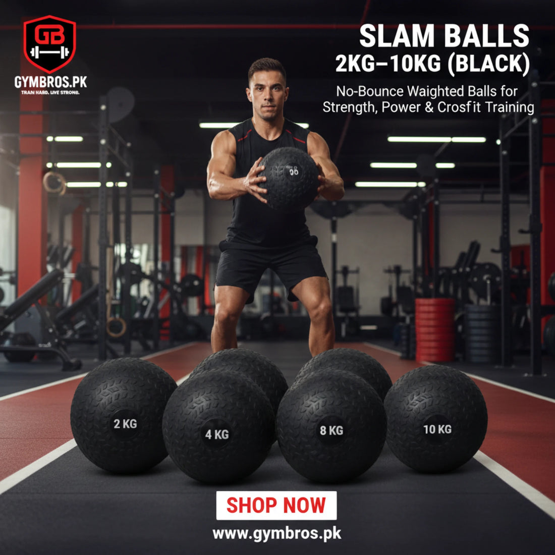 Slam Balls 2KG–10KG (Black) – No-Bounce Weighted Balls for Strength, Power & CrossFit Training