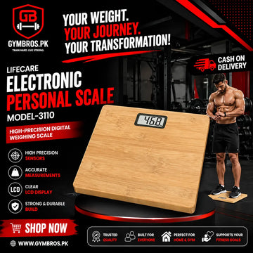LifeCare Digital Weight Scale Model 3110 | High-Precision Electronic Body Weighing Machine with Bamboo Platform, 180kg Capacity, LCD Display & Auto On/Off