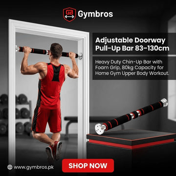 Adjustable Doorway Pull-Up Bar 83–130cm ( with screws ) | Heavy Duty Chin-Up Bar with Foam Grip, 80kg Capacity for Home Gym Upper Body Workout