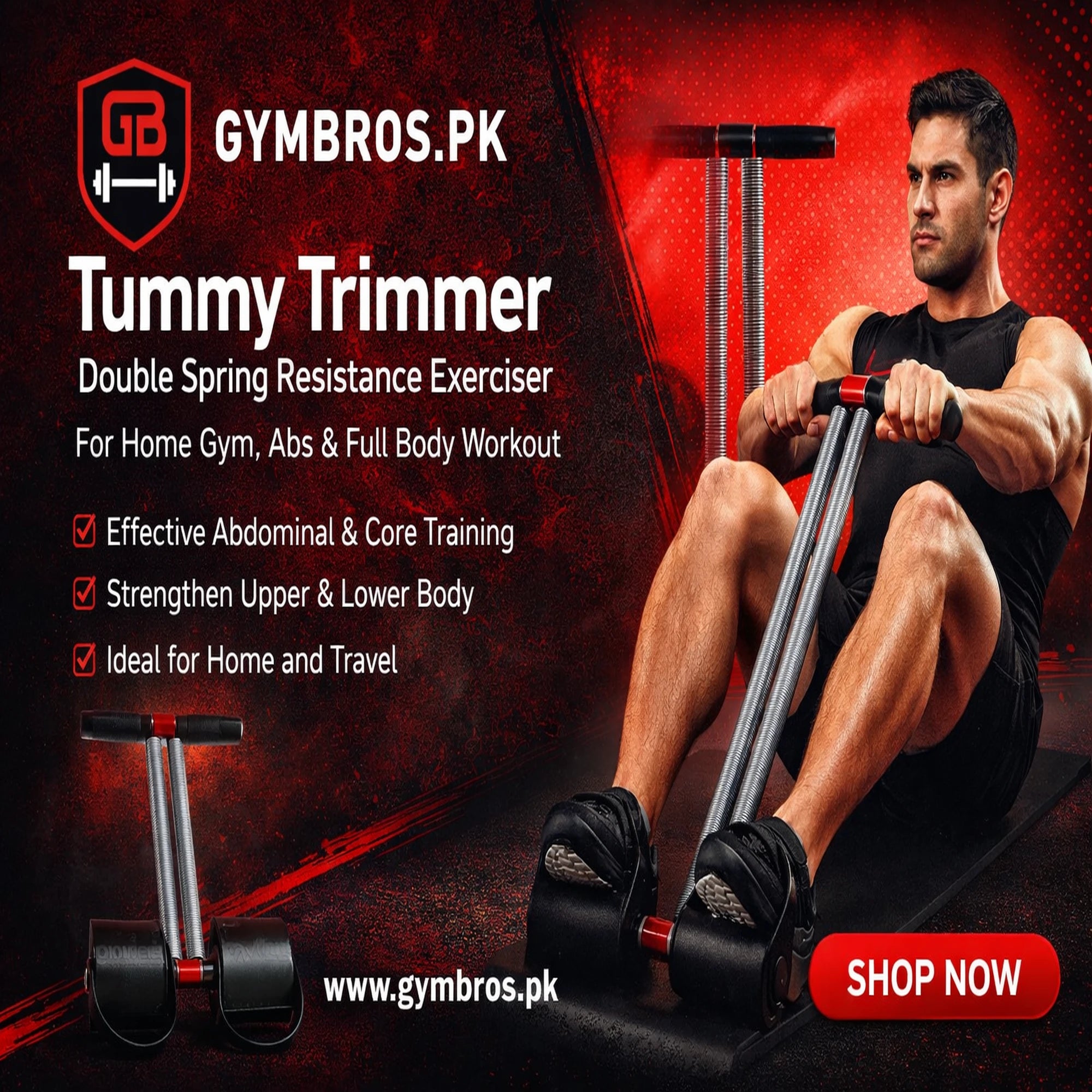 Double Spring Tummy Trimmer for Home Gym Workout – Available in Medium