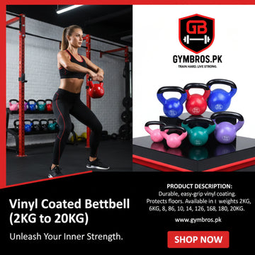 Vinyl Coated Cast Iron Kettlebell 2kg–20kg Solid Weight Training Kettle Bell with Wide Grip Handle, Flat Base & PVC Protective Coating for Full Body Strength, Cardio & Functional Home Gym Workout