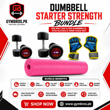Dumbbell Starter Strength Bundle – ZEE MAX 3KG & 5KG Dumbbells, Gym Gloves & 10mm Yoga Mat