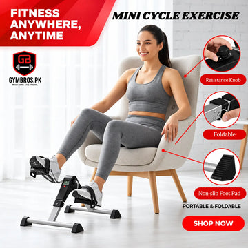 Mini Exercise Cycle with LCD Meter Foldable Portable Exercise Bike Pedal Trainer for Arm & Leg Workout with Adjustable Resistance, Under Desk Fitness Cycle Machine for Home, Office & Rehabilitation Use
