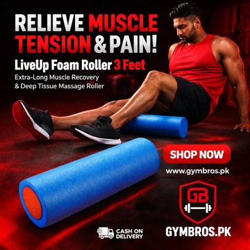 LiveUp Foam Roller LS3764 3 Feet | Extra-Long Yoga, Pilates & Deep Tissue Muscle Recovery Roller 90×15 CM