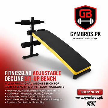 FitnessLab Adjustable Decline Sit-Up Bench – Multi-Functional Weight Bench for Core Strength & Upper Body Workouts | Heavy-Duty Steel Home Gym Equipment
