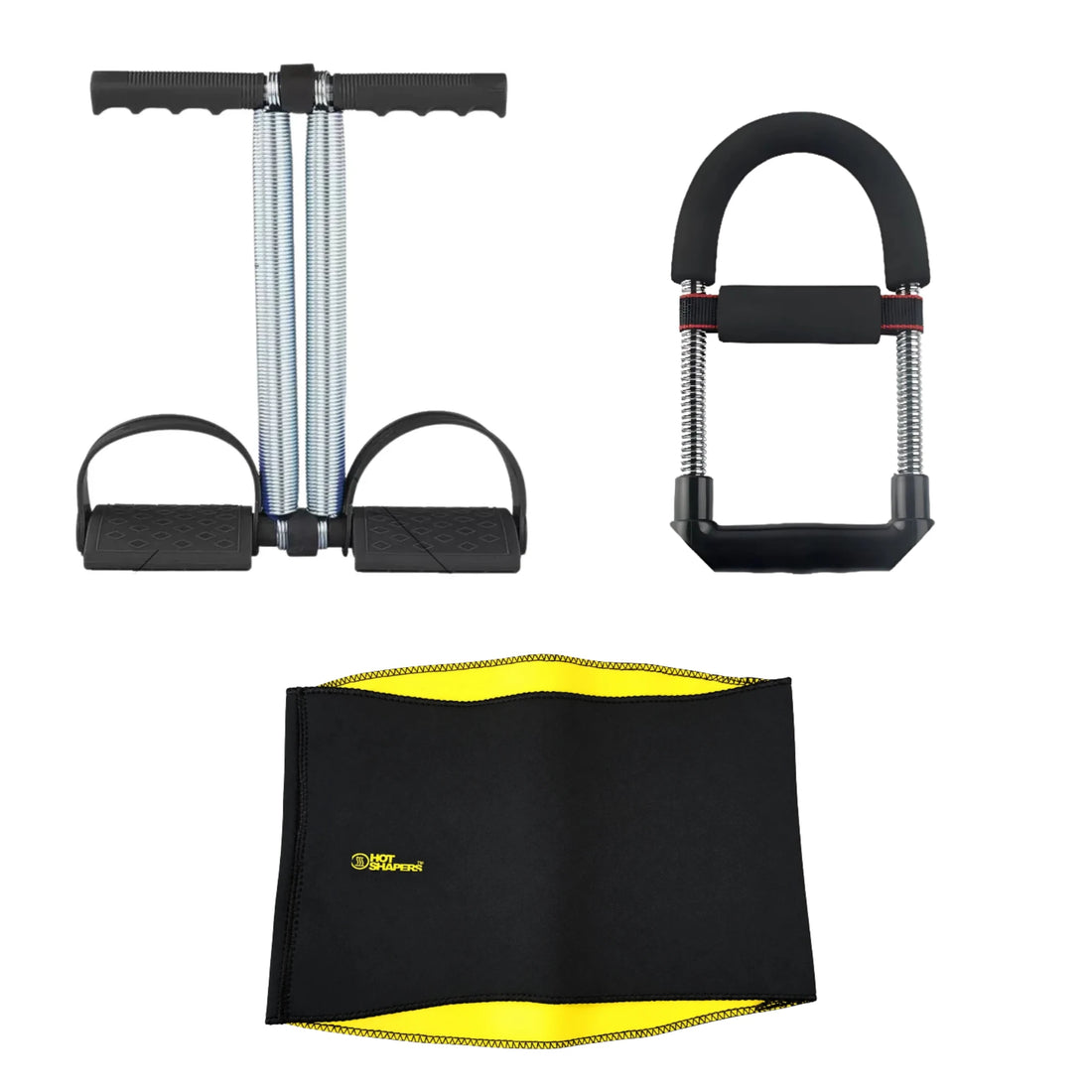 Fat Loss & Tummy Control Bundle – Waist Trimmer Belt, Double Spring Tummy Trimmer & Wrist Exerciser