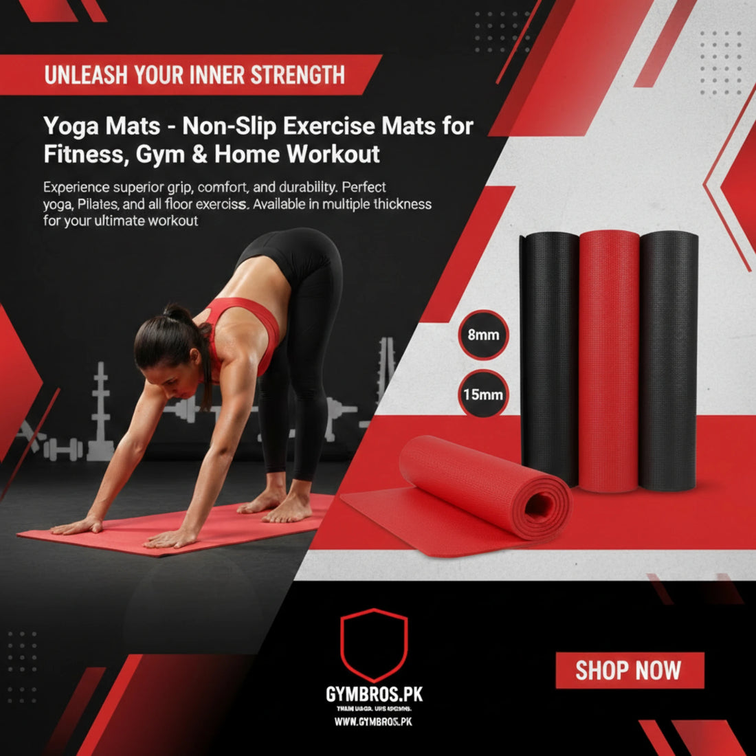 Yoga Mats (Super quality China )– Non-Slip Exercise Mats for Fitness, Gym & Home Workout ( 8mm, 10mm, 15mm)