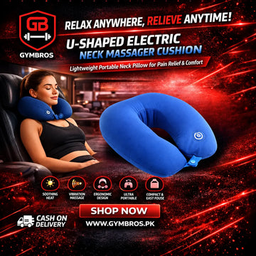 Travel Neck Massager Pillow U-Shape Vibrating Neck Cushion with Flannel Material, M+emory Foam, MP3 Support & 2 AA Battery Power Supply