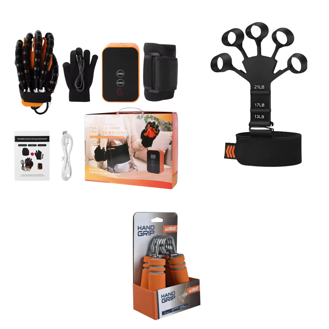 Smart Hand Recovery & Grip Training Kit – Rehabilation Robot Glove, LiveUp Hand Gripper 10-20kg & Adjustable Finger Exerciser
