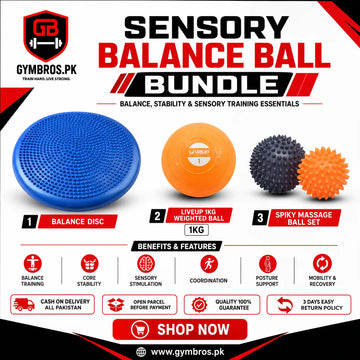 Sensory Balance Ball Bundle – Balance Disc, LiveUp 1KG Weighted Ball & Spiky Massage Ball Set