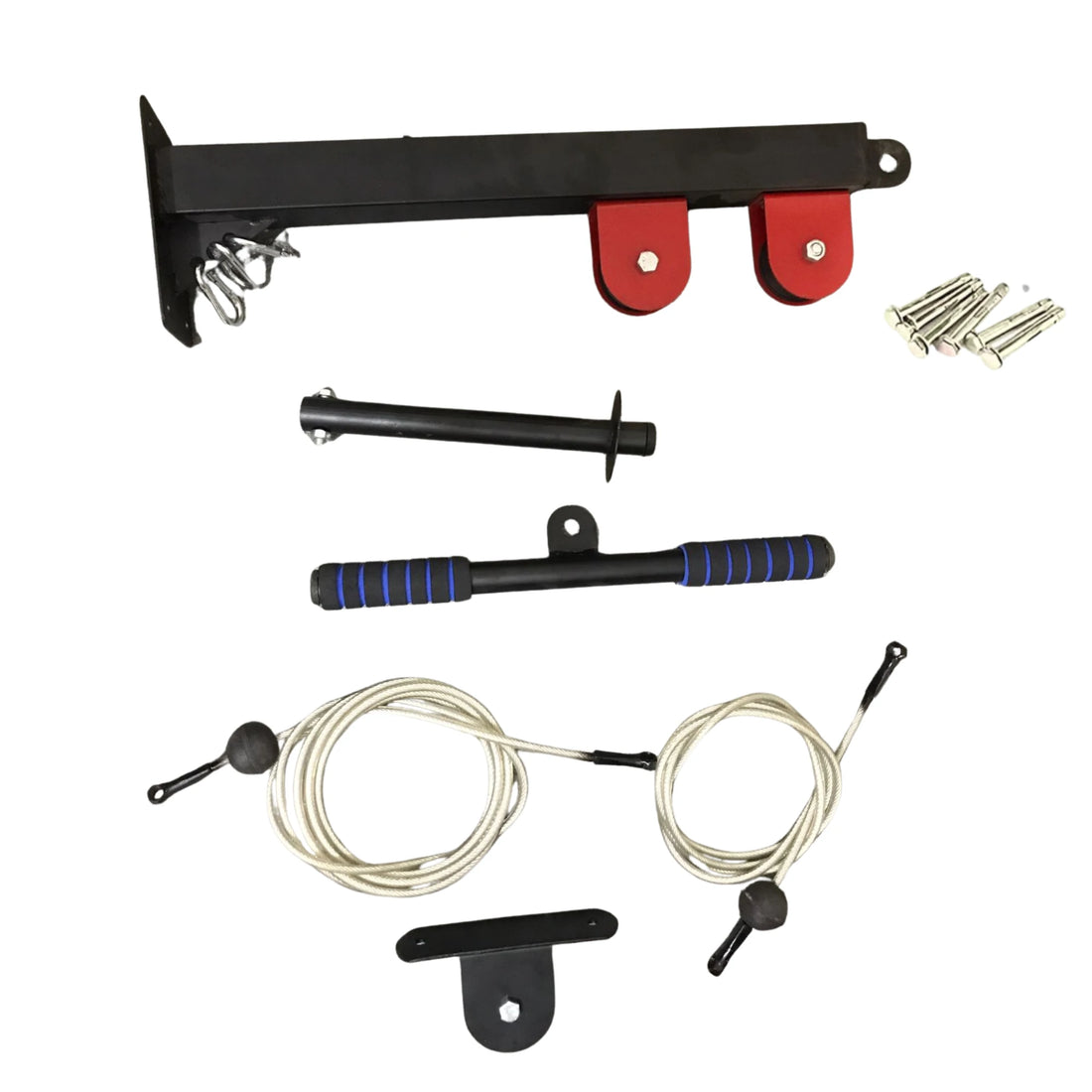 Home Gym Cable Pulley System Wall Mounted Stainless Steel Weight Training Kit with 3 Pulleys & Dual Ropes