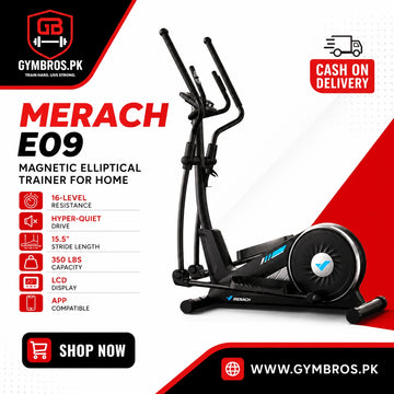 MERACH E09 Magnetic Elliptical Trainer for Home | 16-Level Resistance Cross Trainer | Hyper-Quiet Drive | 15.5" Stride | 350 lbs Capacity | LCD Display