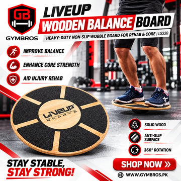 Liveup Wooden Balance Board | Heavy-Duty Non-Slip Wobble Board for Rehab & Core | LS3150