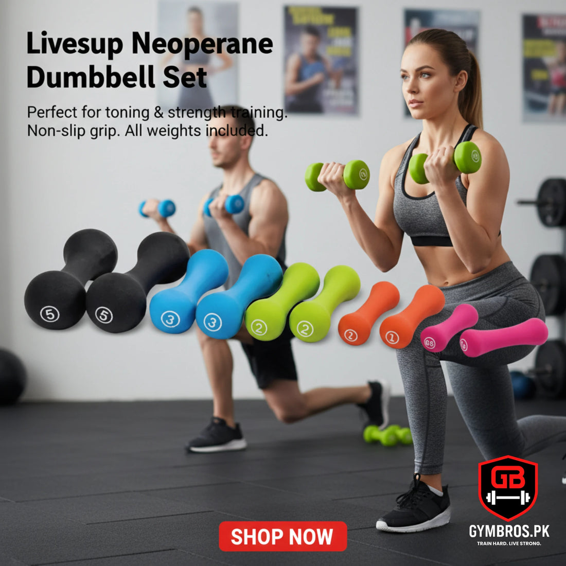 Liveup Neoprene Dumbbell Set – BoneShape Weigh ts for Home Gym & Fitness