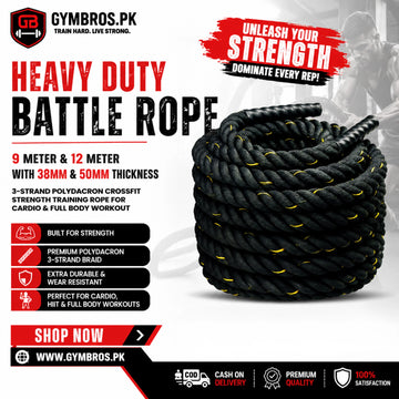 Heavy Duty Battle Rope 9 Meter & 12 Meter with 38MM & 50MM Thickness | 3-Strand PolyDacron CrossFit Strength Training Rope for Cardio & Full Body Workout