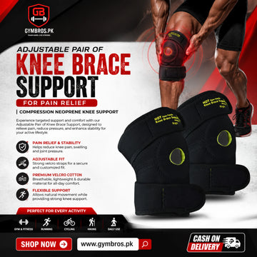 Premium Adjustable Velcro Cotton Knee Brace Support Pair for Pain Relief, Sports, Gym & Injury Recovery | Compression Knee Support with Adjustable Straps for Men & Women
