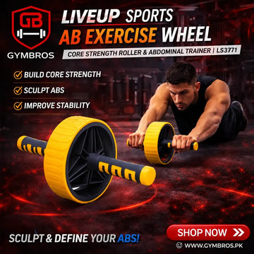 Liveup Sports LS3371 Ab Exercise Wheel | Core Strength Roller with Foam Grip Handles for Abs, Arms, Back & Full Body Workout