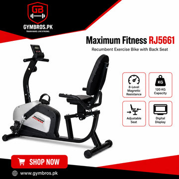 Maximum Fitness RJ5661 Recumbent Exercise Bike with Back Seat – 8-Level Magnetic Resistance, 120kg Capacity