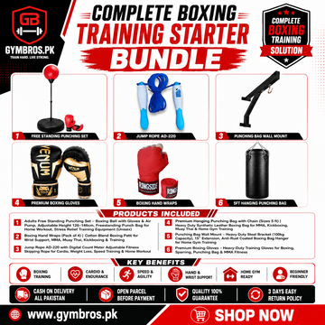 Complete Boxing Training Starter Bundle – 5FT Punching Bag, Wall Mount Bracket, Boxing Gloves, Hand Wraps & Digital Jump Rope