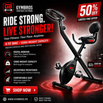 Premium Foldable X-Bike Exercise Cycle – 16-Level Magnetic Resistance | Adjustable Seat & Backrest | LCD Display | 120KG Capacity